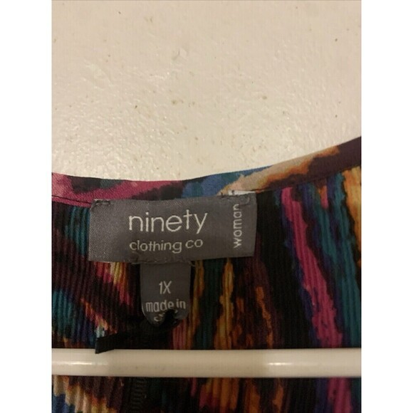 NWT Ninety Clothing Co Pleated women’s blouse XL multi color long sleeve - Picture 2 of 5